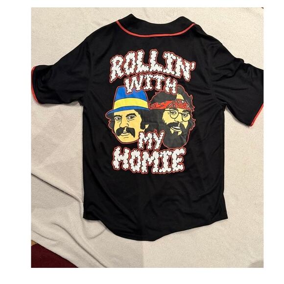 Cheech & Chong “Rollin’ With My Homie” 420 Baseball Jersey-NWOT-Size SM/C-Unisex - Picture 5 of 6